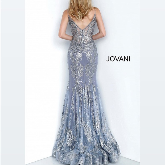 Jovani Sequined Illusion Corset Mermaid Gown - Picture 2 of 8